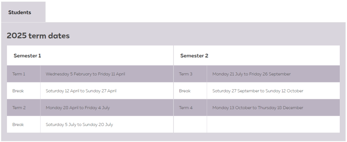 2025 Term Dates 